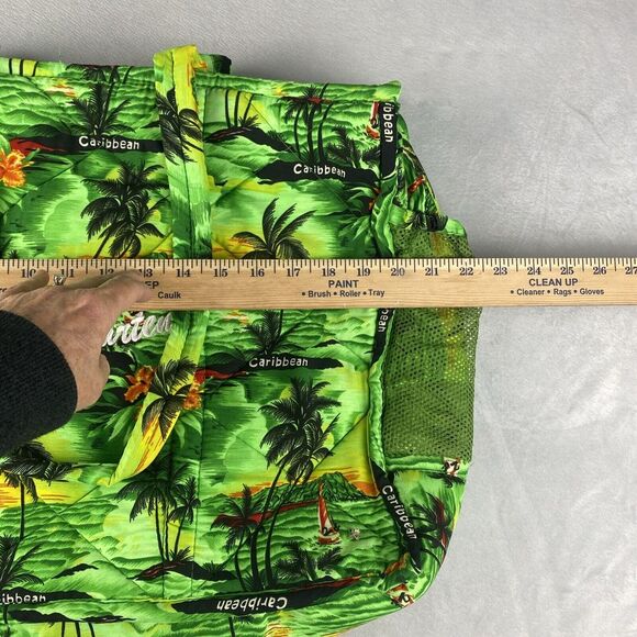 2pc Martin St. Maarten Caribbean Green Tropical Print‎ Beach Bag & Travel Pouch - Picture 11 of 12